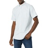 Amazon Essentials Men’s Slim-Fit Short Sleeve Stretch Oxford Shirt with Pocket(Powder Blue Vertical Stripe)