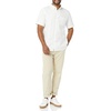 Amazon Essentials Men’s Slim-Fit Short Sleeve Stretch Oxford Shirt with Pocket(White)