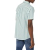 Amazon Essentials Men’s Slim-Fit Short-Sleeve Poplin Shirt(Aqua Blue White Vertical Stripe)