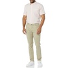 Amazon Essentials Men’s Slim-Fit Short-Sleeve Poplin Shirt(Beige Pink Double Stripe)