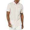 Amazon Essentials Men’s Slim-Fit Short-Sleeve Poplin Shirt(Beige Pink Double Stripe)
