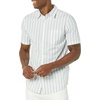 Amazon Essentials Men’s Slim-Fit Short-Sleeve Poplin Shirt(Blue Grey White Stripe)