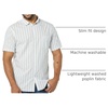 Amazon Essentials Men’s Slim-Fit Short-Sleeve Poplin Shirt(Blue Grey White Stripe)
