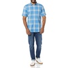 Amazon Essentials Men’s Slim-Fit Short-Sleeve Poplin Shirt(Light Blue Orange Plaid)