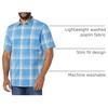 Amazon Essentials Men’s Slim-Fit Short-Sleeve Poplin Shirt(Light Blue Orange Plaid)