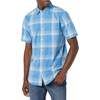 Amazon Essentials Men’s Slim-Fit Short-Sleeve Poplin Shirt(Light Blue Orange Plaid)