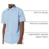Amazon Essentials Men’s Slim-Fit Short-Sleeve Poplin Shirt(Light Blue White Gingham)