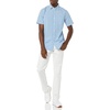 Amazon Essentials Men’s Slim-Fit Short-Sleeve Poplin Shirt(Light Blue White Gingham)