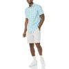 Amazon Essentials Men’s Slim-Fit Short-Sleeve Poplin Shirt(Light Blue White Plaid)