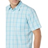 Amazon Essentials Men’s Slim-Fit Short-Sleeve Poplin Shirt(Light Blue White Plaid)