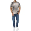 Amazon Essentials Men’s Slim-Fit Short-Sleeve Poplin Shirt(Navy Gold Plaid)