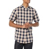 Amazon Essentials Men’s Slim-Fit Short-Sleeve Poplin Shirt(Navy Gold Plaid)