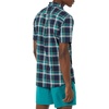 Amazon Essentials Men’s Slim-Fit Short-Sleeve Poplin Shirt(Navy Green Plaid)