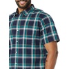 Amazon Essentials Men’s Slim-Fit Short-Sleeve Poplin Shirt(Navy Green Plaid)