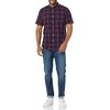 Amazon Essentials Men’s Slim-Fit Short-Sleeve Poplin Shirt(Navy Red Buffalo Plaid)