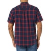 Amazon Essentials Men’s Slim-Fit Short-Sleeve Poplin Shirt(Navy Red Buffalo Plaid)