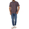 Amazon Essentials Men’s Slim-Fit Short-Sleeve Poplin Shirt(Navy Red Plaid)