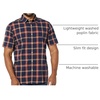 Amazon Essentials Men’s Slim-Fit Short-Sleeve Poplin Shirt(Navy Red Plaid)