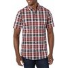 Amazon Essentials Men’s Slim-Fit Short-Sleeve Poplin Shirt(Navy Red White Plaid)