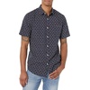 Amazon Essentials Men’s Slim-Fit Short-Sleeve Poplin Shirt(Navy Roses)