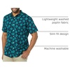 Amazon Essentials Men’s Slim-Fit Short-Sleeve Poplin Shirt(Navy Teal Green Palm Leaf Print)