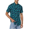 Amazon Essentials Men’s Slim-Fit Short-Sleeve Poplin Shirt(Navy Teal Green Palm Leaf Print)