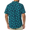 Amazon Essentials Men’s Slim-Fit Short-Sleeve Poplin Shirt(Navy Teal Green Palm Leaf Print)