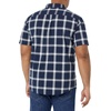 Amazon Essentials Men’s Slim-Fit Short-Sleeve Poplin Shirt(Navy White Buffalo Plaid)