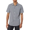 Amazon Essentials Men’s Slim-Fit Short-Sleeve Poplin Shirt(Navy White Gingham)
