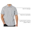 Amazon Essentials Men’s Slim-Fit Short-Sleeve Poplin Shirt(Navy White Plaid)