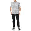 Amazon Essentials Men’s Slim-Fit Short-Sleeve Poplin Shirt(Navy White Plaid)