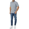 Amazon Essentials Men’s Slim-Fit Short-Sleeve Poplin Shirt(Navy White Stripe)