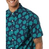 Amazon Essentials Men’s Slim-Fit Short-Sleeve Poplin Shirt(Navy/Teal  Palm)