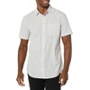 Amazon Essentials Men’s Slim-Fit Short-Sleeve Poplin Shirt(Pink Teal Blue Stripe)