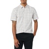 Amazon Essentials Men’s Slim-Fit Short-Sleeve Poplin Shirt(Pink White Buffalo Plaid)