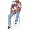 Amazon Essentials Men’s Slim-Fit Short-Sleeve Poplin Shirt(Red Checked)