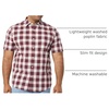 Amazon Essentials Men’s Slim-Fit Short-Sleeve Poplin Shirt(Red Checked)