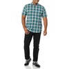 Amazon Essentials Men’s Slim-Fit Short-Sleeve Poplin Shirt(Teal Blue White Plaid)