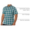 Amazon Essentials Men’s Slim-Fit Short-Sleeve Poplin Shirt(Teal Blue White Plaid)