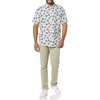 Amazon Essentials Men’s Slim-Fit Short-Sleeve Poplin Shirt(White Navy Palm Tree)