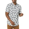 Amazon Essentials Men’s Slim-Fit Short-Sleeve Poplin Shirt(White Navy Palm Tree)