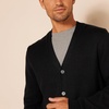 Amazon Essentials Men’s V-Neck Cotton Knitted Cardigan Sweater, Ribbed(Black)