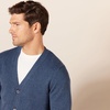 Amazon Essentials Men’s V-Neck Cotton Knitted Cardigan Sweater, Ribbed(Blue Heather)