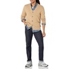 Amazon Essentials Men’s V-Neck Cotton Knitted Cardigan Sweater, Ribbed(Camel Heather)