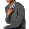 Amazon Essentials Men’s V-Neck Cotton Knitted Cardigan Sweater, Ribbed(Charcoal Heather)