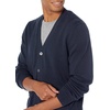 Amazon Essentials Men’s V-Neck Cotton Knitted Cardigan Sweater, Ribbed(Navy)