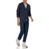 Amazon Essentials Men’s V-Neck Cotton Knitted Cardigan Sweater, Ribbed(Navy)