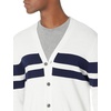 Amazon Essentials Men’s V-Neck Cotton Knitted Cardigan Sweater, Ribbed(Navy White Rugby Stripe)