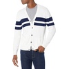 Amazon Essentials Men’s V-Neck Cotton Knitted Cardigan Sweater, Ribbed(Navy White Rugby Stripe)