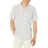 Amazon Essentials Men’s Vacation Cotton Button-Down Short Sleeve Resort Shirt(Blue Pink Vertical Stripe)